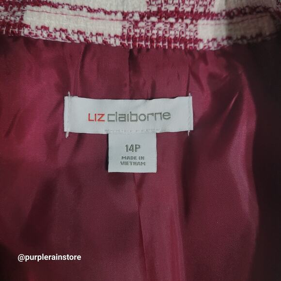 Liz Claiborne Blazer 14 P Tweed Buffalo Plaid Wool Blend Button Accents NWOT - Picture 4 of 11